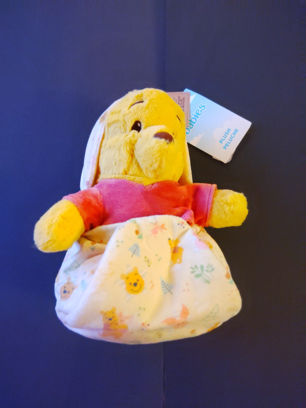 Disney Yellow Winnie the Pooh Plush with Pink Shirt and Cream Dress